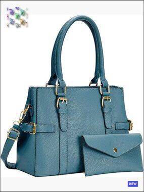 Vegan Leather Top Handle Satchel Tote Bag with Shoulder Strap Large Capacity